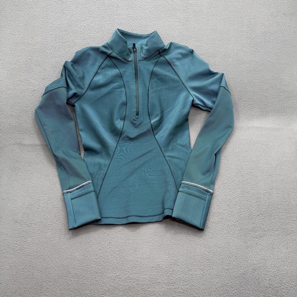 Lululemon Athletic Quarter Zip Shirt Womens Small Green Long Sleeve Running Top‎